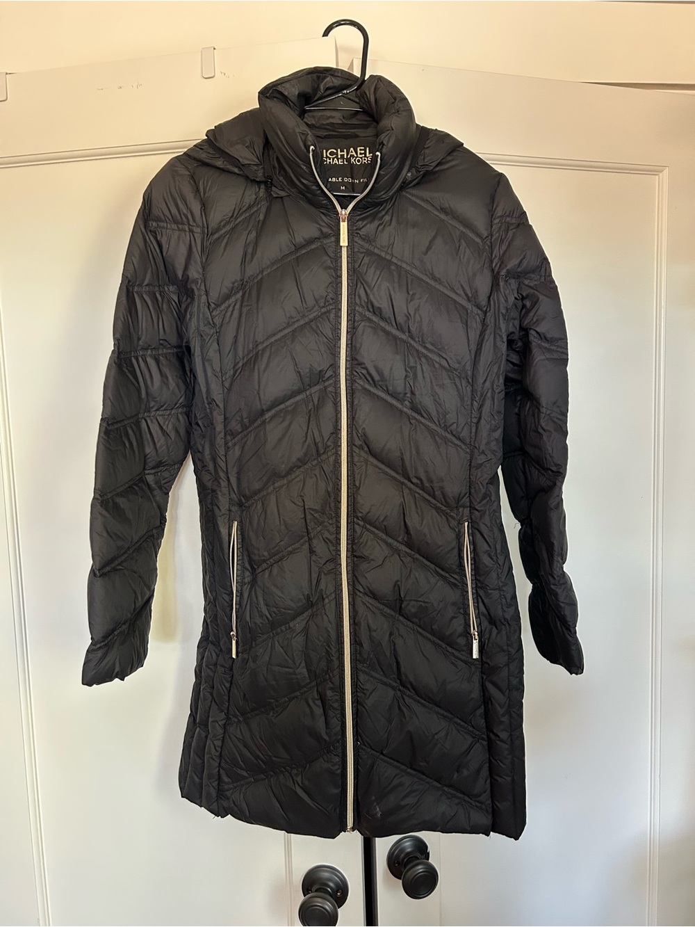 Michael Kors Packable Down Coat Women’s Black with Removable Hood